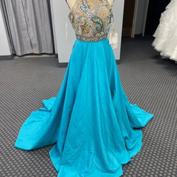 Sherri Hill Formal Dress Style 50076 Turquoise Size 0, NWT - Picture 2 of 12